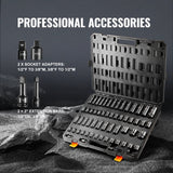 VEVOR Impact Sockets Set 59pcs 6-Point 3/8" & 1/2" Drive Bit Ratchet Tool Kit