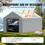VEVOR Carport Replacement Canopy Cover Top + Side Wall 10 x 20 ft, Garage Tent Shelter Tarp Heavy-Duty Waterproof & UV Protected, Easy Installation with Ball Bungees,White (Frame Not Included)