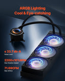 VEVOR CPU Liquid Cooler AIO CPU Water Cooler with ARGB Light & 3 PWN Fans(120mm)