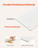 Overbed Table, Mobile Bed Side Table with 4 Hidden Wheels, Height Adjustable Rolling Laptop Desk with Cup Holder, Portable Particleboard Over Bed Desk for Home, Office, Study, White