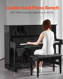 Piano Bench, 750 x 355 x 490 mm, Duet Keyboard Piano Chair with High-Density Padded Cushion, Storage Compartment for Music Books, Wooden Piano Bookcase Stool Seat, for Vanity and Living Room