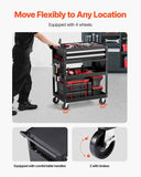5-Tier Tool Cart with Wheels, 400 lbs Load Capacity, Rolling Work Cart with 2 Drawers & Pegboard, Mechanic Tool Storage Organizer with Locking System for Garage, Warehouse and Repair Shop, Black