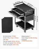 5-Tier Tool Cart with Wheels, 400 lbs Load Capacity, Rolling Work Cart with 2 Drawers & Pegboard, Mechanic Tool Storage Organizer with Locking System for Garage, Warehouse and Repair Shop, Black