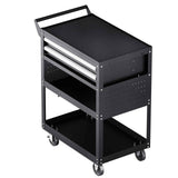 5-Tier Tool Cart with Wheels, 400 lbs Load Capacity, Rolling Work Cart with 2 Drawers & Pegboard, Mechanic Tool Storage Organizer with Locking System for Garage, Warehouse and Repair Shop, Black
