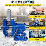 VEVOR Multipurpose Bench Vice 5" 30Kn Heavy Duty with 360° Swivel Base and Head