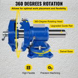 VEVOR Multipurpose Bench Vice 5" 30Kn Heavy Duty with 360° Swivel Base and Head