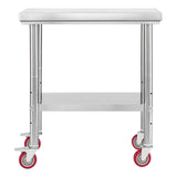 Stainless Steel Table, 60 x 76 cm Food Prep Worktable with Wheels, Kitchen Prep Table with Adjustable Undershelf Workstations for Commercial Kitchen, Restaurant, Hotel and Garage, Outdoor
