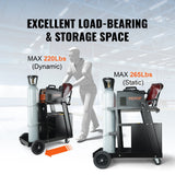 VEVOR Welding Cart, 2-Tier 4 Drawers Welder Cart with 265 LBS Weight Capacity, Swivel Wheels, Tank Storage Safety Chains, Heavy Duty Rolling MIG Welder Cart for Mig Welder and Plasma Cutter