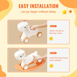 VEVOR 3 in 1 Rocking Horse for Toddlers 1-3 Years, Baby Rocking Horse with Detachable Balance Board and 4 Smooth Wheels, Support up to 80 lbs HDPE Material Kids Ride on Toy, Swinging, Orange