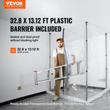 VEVOR Dust Barrier Poles, 10 Ft Barrier Poles, Dust Barrier System with 4 Telescoping Poles, Magnetic Zipper, Carry Bag and 32.8x13.12 Ft Plastic Film, for Interior Decoration, Painting