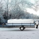 VEVOR Pontoon Boat Cover, Fit for 25\'-28\' Boat, Heavy Duty 600D Marine Grade Oxford Fabric, UV Resistant Waterproof Trailerable Boat Cover with 2 Support Poles and 7 Wind-Proof Straps, Gray