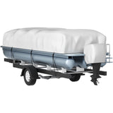 VEVOR Pontoon Boat Cover, Fit for 25\'-28\' Boat, Heavy Duty 600D Marine Grade Oxford Fabric, UV Resistant Waterproof Trailerable Boat Cover with 2 Support Poles and 7 Wind-Proof Straps, Gray