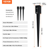 VEVOR Fence Post Anchor Ground Spike 4 Pack 36 x 4 x 4 In Metal Fence Stakes