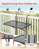 Balcony Hanging Table, 610 x 410 mm Metal Folding Balcony Railing Table, Outdoor Balcony Bar Table for Railings, 5-Level Adjustable, Fit Railing from 1" to 4.7", Serving Table for Patio & Deck