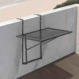 Balcony Hanging Table, 610 x 410 mm Metal Folding Balcony Railing Table, Outdoor Balcony Bar Table for Railings, 5-Level Adjustable, Fit Railing from 1" to 4.7", Serving Table for Patio & Deck