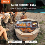 X-Marks Fire Pit Grill Grate, Rectangle Cooking Grate, Heavy Duty Steel Campfire BBQ Grill Grid with Handle & Support X Wire, Portable Camping Cookware for Outside Party Gathering, 81 cm Black