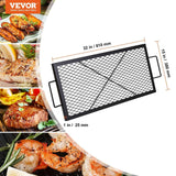 X-Marks Fire Pit Grill Grate, Rectangle Cooking Grate, Heavy Duty Steel Campfire BBQ Grill Grid with Handle & Support X Wire, Portable Camping Cookware for Outside Party Gathering, 81 cm Black