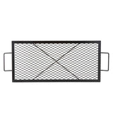 X-Marks Fire Pit Grill Grate, Rectangle Cooking Grate, Heavy Duty Steel Campfire BBQ Grill Grid with Handle & Support X Wire, Portable Camping Cookware for Outside Party Gathering, 81 cm Black