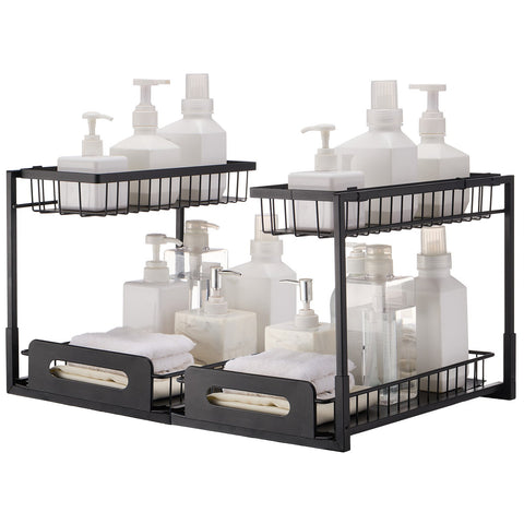 VEVOR 2-Tier Wire Pull Out Cabinet Under Sink Basket Organizer 10.7"x14.2" 2PCS