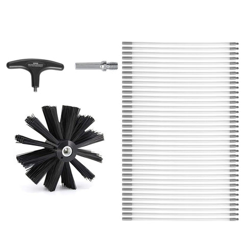 VEVOR 15.24M Dryer Vent Cleaner Kit, 37 Pieces Duct Cleaning Brush, Reinforced Nylon Dryer Vent Brush, Dryer Cleaning Tools Lint Remover with Flexible Lint Trap Brush, Clamp Connectors