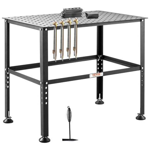 Welding Table 36" x 24", 800LBS Capacity Welding Workbench Table, Heavy-Duty Work Bench with 0.63" Fixture Holes and Non-slip Foot Pads for Welding Assembly Repair Works