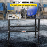 Welding Table 36" x 24", 800LBS Capacity Welding Workbench Table, Heavy-Duty Work Bench with 0.63" Fixture Holes and Non-slip Foot Pads for Welding Assembly Repair Works