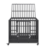 VEVOR 47 Inch Heavy Duty Dog Crate, Indestructible Dog Crate, 3-Door Heavy Duty Dog Kennel for Medium to Large Dogs with Lockable Wheels and Removable Tray, High Anxiety Dog Crate for Indoor & Outdoor