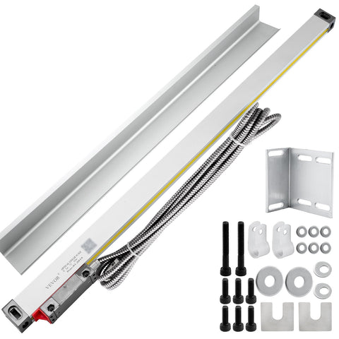 VEVOR 1 Axis Lathe Linear Scale 550mm with Accuracy 0.0002" Optical Length Precision Linear Scale Aluminum Body for Mill Milling Lathe Machine with Accessories (550mm(22"))