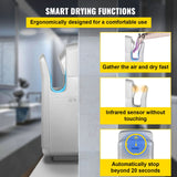 VEVOR Jet Hand Dryer Blade Hand Dryer Automatic High Speed for Washroom Silver