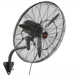 VEVOR Wall-Mount Misting Fan Oscillating Metal Fan 61.6 cm 3 Speed Waterproof