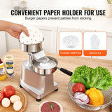 VEVOR Commercial Burger Patty Maker, 130mm Hamburger Beef Patty Maker, Heavy Duty Food-Grade Stainless Steel Bowl Burger Press Machine, Kitchen Meat Forming Processor with 1000 Pcs Patty Papers
