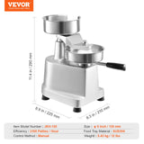 VEVOR Commercial Burger Patty Maker, 130mm Hamburger Beef Patty Maker, Heavy Duty Food-Grade Stainless Steel Bowl Burger Press Machine, Kitchen Meat Forming Processor with 1000 Pcs Patty Papers