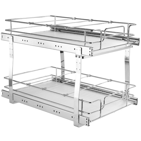 VEVOR 2-Tier Wire Pull Out Cabinet Under Sink Organizer 14x21 Inch Drawer Basket