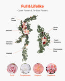 VEVOR Artificial Wedding Arch Flowers Kit Pink With 2 Pcs Flowers 3 Pcs Drapes