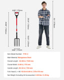 VEVOR 4 Tines Garden Fork Fiberglass Handle 45 in Spading Pitchfork Heavy Duty