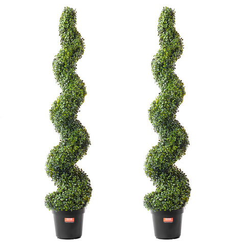 VEVOR 2 Pack 152.4cm Artificial Boxwood Topiary Tree Faux Plant UV Decor In/Outdoor