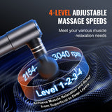 VEVOR Massage Gun Deep Tissue, Percussion Muscle Massager for Athletes - with 4 Speed Levels & 4 Massage Heads, 12V 2500mAh Batteries, Handheld Electric Massage Gun for Pain Relief, Muscle Relaxation