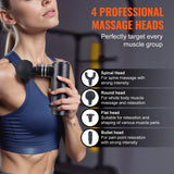 VEVOR Massage Gun Deep Tissue, Percussion Muscle Massager for Athletes - with 4 Speed Levels & 4 Massage Heads, 12V 2500mAh Batteries, Handheld Electric Massage Gun for Pain Relief, Muscle Relaxation