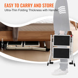 VEVOR Step Ladder 2-Step 150kg Capacity, Ergonomic Folding Steel Step Stool with Wide Anti-Slip Pedal, Sturdy Step Stool for Adults Toddlers, Multi-Use for Household, Kitchen, Office, RVs