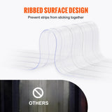 VEVOR Strip Curtain, 3048 cm L x 30.5 cm W x 3 mm Thickness, Clear Ribbed PVC Curtain Strip Door Bulk Roll, Plastic Door Strips for Doorway of Supermarket, Garage, Warehouse, Barn, Pet Animal House