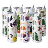 VEVOR 8 Pack Straight Sublimation Tumblers, 30 oz Blank Tumbler Bulk, Stainless Steel Double Wall Tumbler Cups with Straw, Lid, Brush, Base, Shrink Wrap, Gift Box, for Heat Press and Heat Transfer