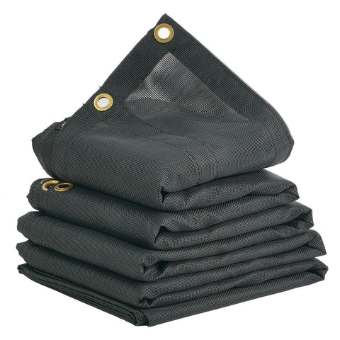 VEVOR Dump Truck Mesh Tarp, 8 x 18 ft, PVC Coated Black Heavy Duty Cover with 5.5" 18oz Double Pocket, Brass Grommets, Reinforced Double Needle Stitch Webbing Fits Manual or Electric Dump Truck System
