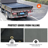 VEVOR Dump Truck Mesh Tarp, 8 x 18 ft, PVC Coated Black Heavy Duty Cover with 5.5" 18oz Double Pocket, Brass Grommets, Reinforced Double Needle Stitch Webbing Fits Manual or Electric Dump Truck System