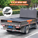 VEVOR Dump Truck Mesh Tarp, 8 x 18 ft, PVC Coated Black Heavy Duty Cover with 5.5" 18oz Double Pocket, Brass Grommets, Reinforced Double Needle Stitch Webbing Fits Manual or Electric Dump Truck System