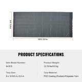 VEVOR Dump Truck Mesh Tarp, 8 x 18 ft, PVC Coated Black Heavy Duty Cover with 5.5" 18oz Double Pocket, Brass Grommets, Reinforced Double Needle Stitch Webbing Fits Manual or Electric Dump Truck System