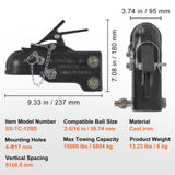 VEVOR Adjustable Trailer Coupler, 2-5/16" Hitch Ball, 15000 lbs Capacity, Heavy Duty Cast Channel-Mount Coupler with Hardware Kit, Ideal for Towing Station Wagons, Pickup Trucks, SUVs, Black Coating