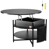 VEVOR Lift Top Coffee Table 35.3" Round Coffee Table for Living Room Black