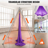 Aerial Yoga Frame & Yoga Hammock, 2950 mm Height Professional Yoga Swing Stand Comes with 12 m Length Aerial Hammock, Max 250 kg Load Capacity Yoga Rig for Indoor Outdoor Aerial Yoga, Purple