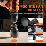 VEVOR Hole Saw Kit, 18 PCS Saw Blades, 6 Drill Bits, 1 Hex Wrench, Bi Metal M42 Hole Saw Set with Carrying Case, General Purpose Size from 3/4" to 4-1/2", Ideal for Wood Board, Iron and Plastic Plate