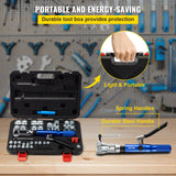 VEVOR Hydraulic Flaring Tool Kit, 45° Double Flaring Tool, Brake Repair Brake Flaring Tools for 3/16"-1/2", Brake Flare Tool with Tube Cutter, 32 PCS Tube Flaring Tools for Copper Lines, Black